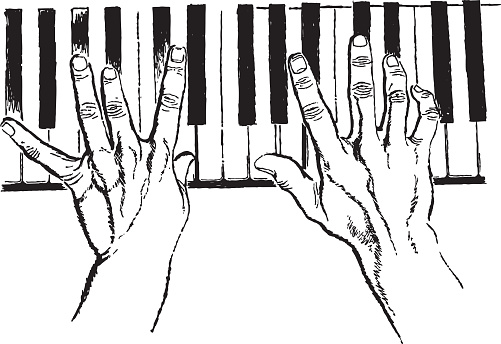 Illustration of hands playing piano