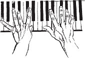 istock Illustration of hands playing piano 1328175847