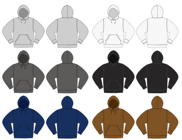 Illustration of hoodie (hooded sweatshirt) / color variations Illustration of hoodie (hooded sweatshirt) / color variations hoodie stock illustrations