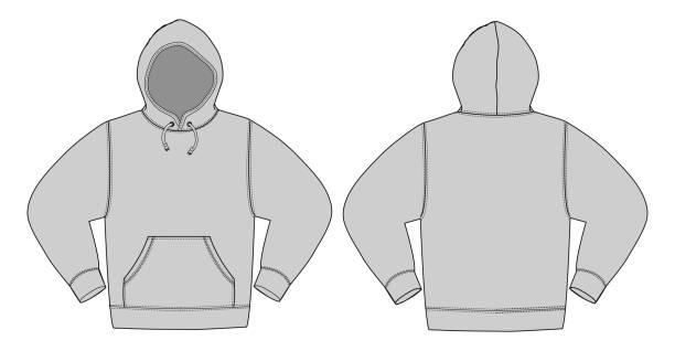 Illustration of hoodie (hooded sweatshirt) / Gray color Illustration of hoodie (hooded sweatshirt) / Gray color blank hoodie template drawing stock illustrations