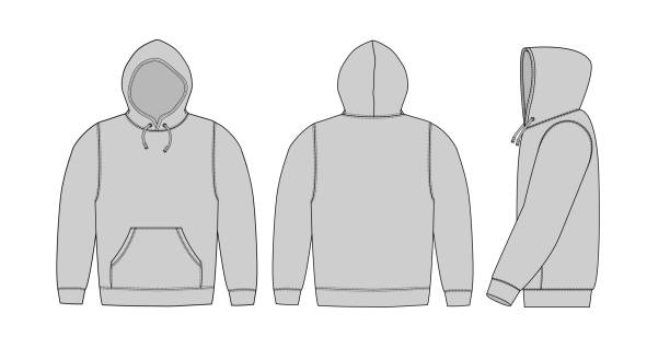 Illustration of hoodie (hooded sweatshirt) / gray Illustration of hoodie (hooded sweatshirt) / gray blank hoodie template drawing stock illustrations