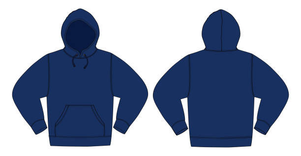 Illustration of hoodie (hooded sweatshirt) / Navy color Illustration of hoodie (hooded sweatshirt) / Navy color hoodie stock illustrations
