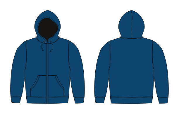 Illustration of hoodie (hooded sweatshirt) / Navy color Illustration of hoodie (hooded sweatshirt) / Navy color blank hoodie template drawing stock illustrations