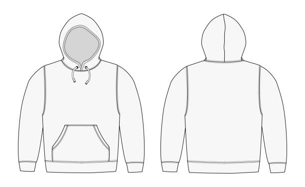 Blank Hoodie Template Drawing Illustrations, Royalty-Free Vector ...