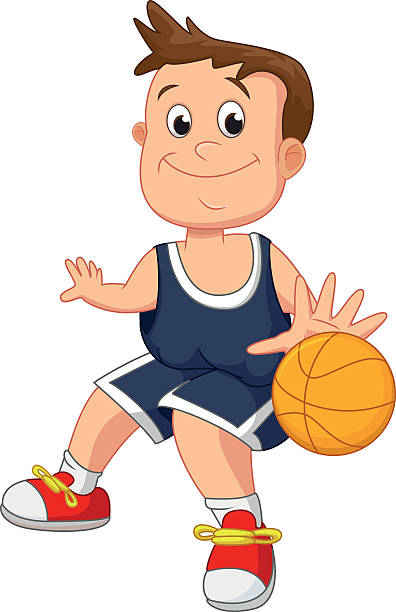 stockillustraties, clipart, cartoons en iconen met illustration of kid playing basketball - manga boy action