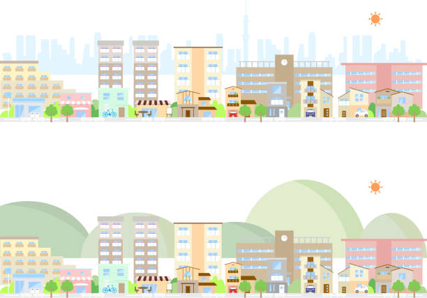 リビングエリアの街の風景のイラスト - 都会　オアシス点のイラスト素材／クリップアート素材／マンガ素材／アイコン素材