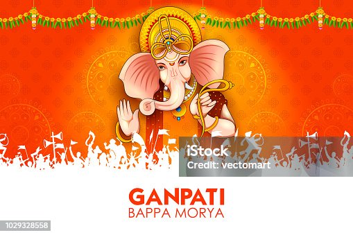 istock illustration of Lord Ganpati background for Ganesh Chaturthi festival of India 1029328558