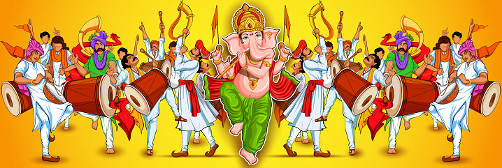 illustration of Lord Ganpati background for Ganesh Chaturthi festival of India