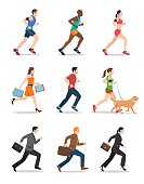 istock Illustration of Men and Women Running 595158216