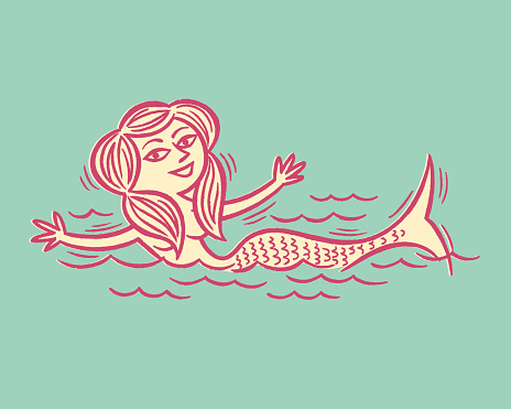 Illustration of mermaid swimming in water