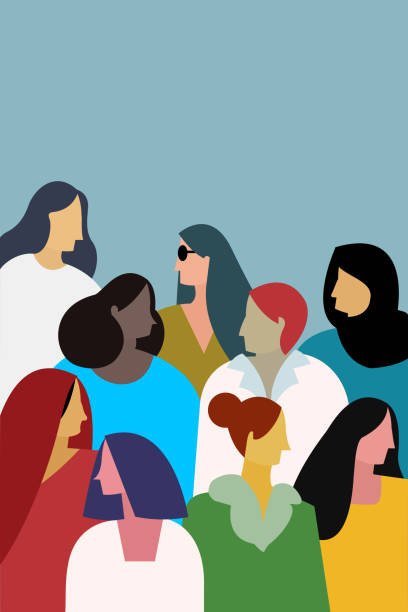 stockillustraties, clipart, cartoons en iconen met illustratie van multi etnische vrouwen. concept voor vrouwen macht - womens day poster