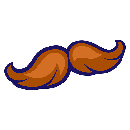 Illustration of mustache in cartoon style. Cute funny object. Symbol in comic style.