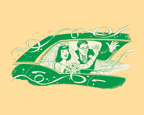Illustration of newlyweds