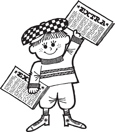 Illustration of newspaper boy