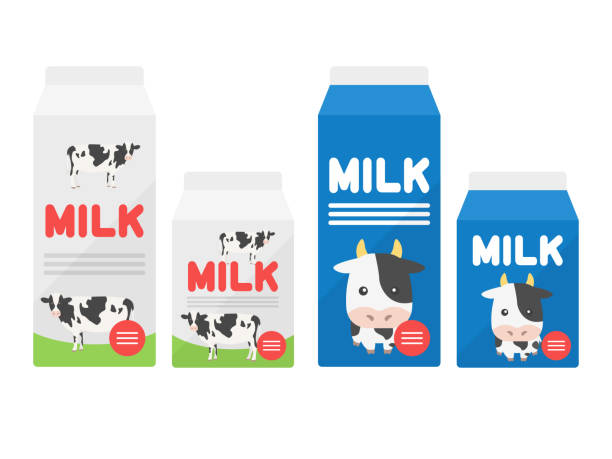 ilustrações, clipart, desenhos animados e ícones de ilustração de leite embalado. - caixa de leite