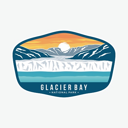 Illustration of patch icon emblem of Glacier Bay National Park and National Park Reserve