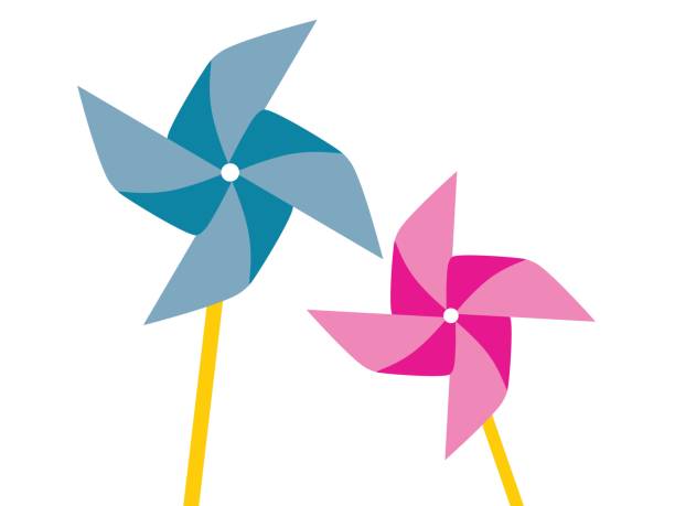 illustration von pinwheel-spielzeug. - windrad stock-grafiken, -clipart, -cartoons und -symbole