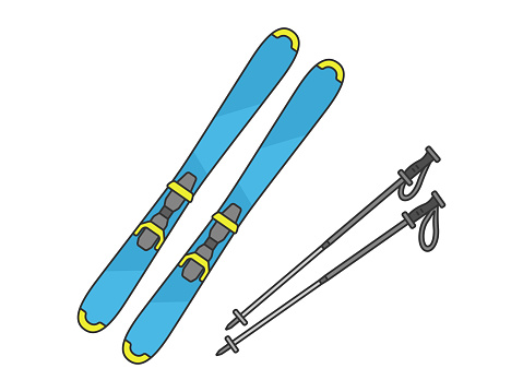 Illustration of ski poles and poles.