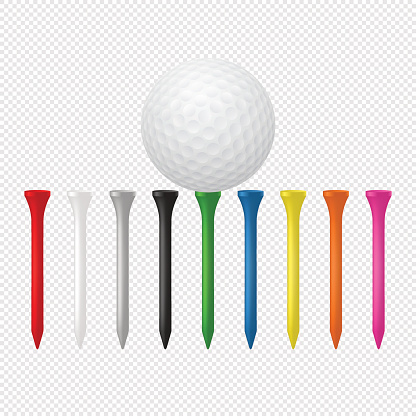 Golf set - ball with tees. Vector EPS10 illustration.