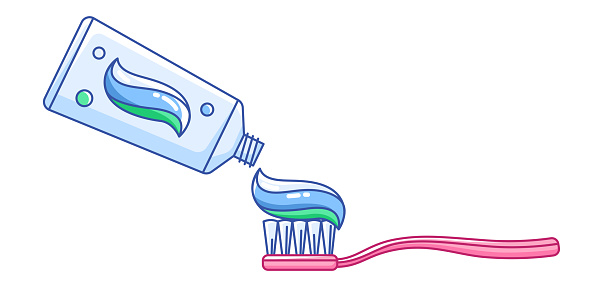 Illustration of teeth cleaning. Dentistry and health care icon. Stomatology medical item.