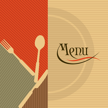 illustration of template for menu card with cutlery