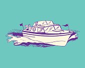 istock Illustration of three people motorboating 1328204565
