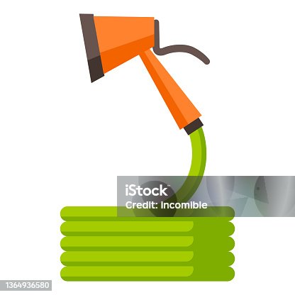 istock Illustration of watering hose. Garden tools and equipment. 1364936580
