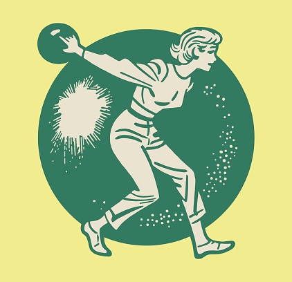 Illustration of woman bowling