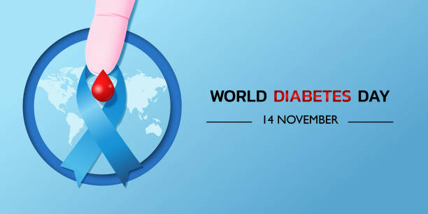 Illustration Of World Diabetes Day. Illustration Of World Diabetes Day. Background with world map, 14 november. national diabetes month stock illustrations