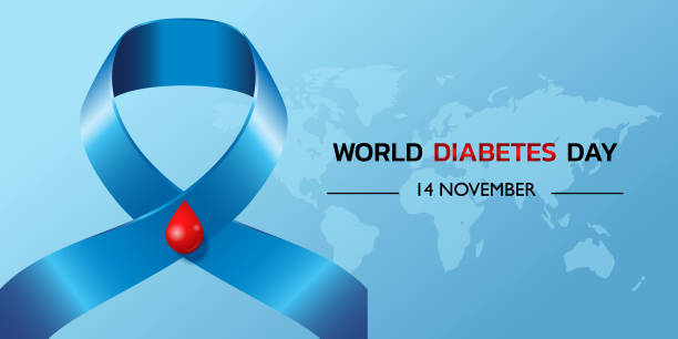 Illustration Of World Diabetes Day. Illustration Of World Diabetes Day. Background with world map, 14 november. diabetes awareness month stock illustrations