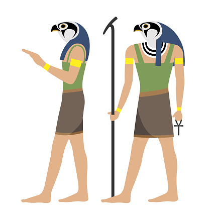 Illustration set of Egyptian god (Horus) (white background, vector, cut out)