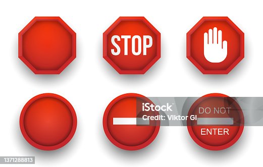 istock Illustration set of prohibiting signs. Stop And Do Not Enter Sign Icon. Warning And Attention Vector Design 1371288813