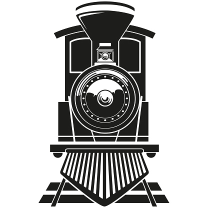 Illustration transport vehicle steam train on rails. Ideal for educational and institutional materials