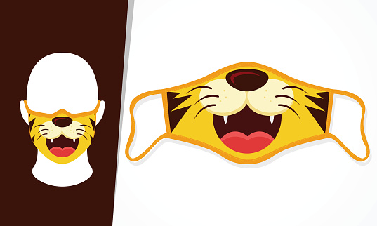 Illustration Vector Graphic Of Cute Lion Mouth In Mask Design