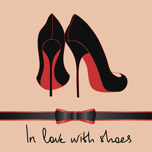 Illustration with black pair of shoes Illustration with elegance black pair of shoes high heels stock illustrations