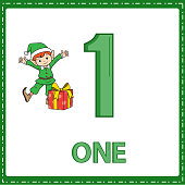 istock Illustrations for numerical education for young children. for the children Learned to count the numbers 1 with 1 child as shown in the picture in the Christmas  category. 1344010275