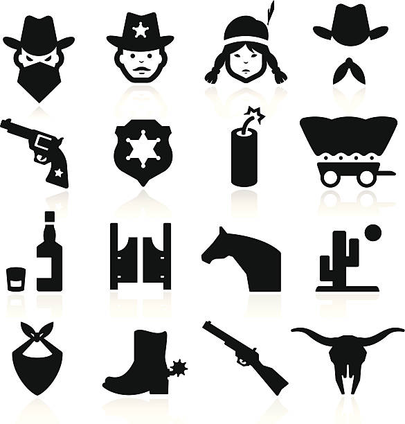 cowboy-icons - bollerwagen bier stock-grafiken, -clipart, -cartoons und -symbole