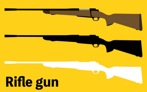 изображения войны и дикой войны, силуэты винтовок - gun violence stock illustrations