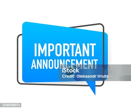 istock Important Announcement written on speech bubble. Advertising sign. Vector stock illustration. 1208208074