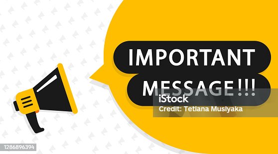istock Important message attention please banner. Alarm speech poster, commercial announcement or important speech. Important information symbol. Vector illustration 1286896394