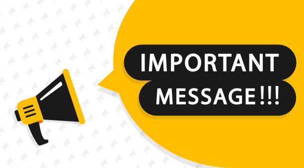 Important message attention please banner. Alarm speech poster, commercial announcement or important speech. Important information symbol. Vector illustration Important message attention please banner. Alarm speech poster, commercial announcement or important speech. Important information symbol. Vector illustration announcement message stock illustrations