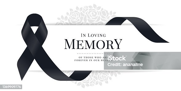 istock In loving memory of those who are forever in our hearts text and black ribbon sign are roll waving around white banner on rose texture background vector design 1369909776