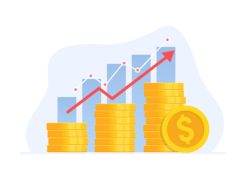 Income growth concept. Investment management. Successful Investments. Stock market vector illustration.