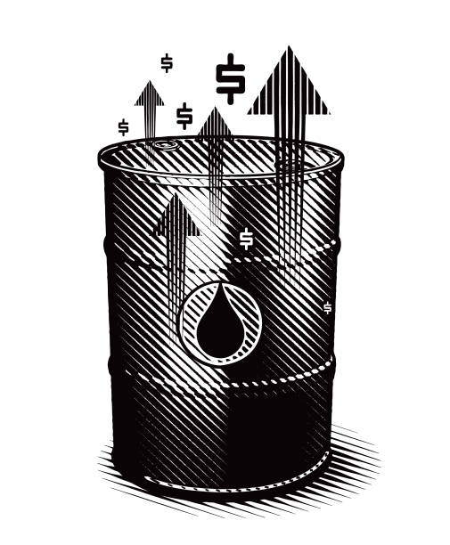 Increasing oil prices Illustration of oil drum and increasing gasoline prices oil stock illustrations