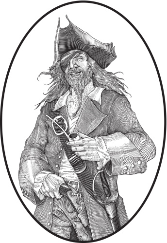 Incredible and well-detailed drawing of a pirate