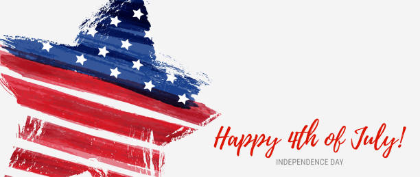 USA Independence day holiday USA Happy 4th of July background - independence day holiday in United States of America. Abstract grunge watercolor flag in grunge star shape. Template for holiday banner, invitation, flyer, etc. happy 4th of july stock illustrations