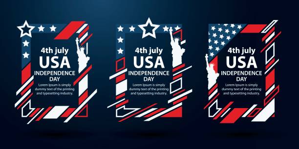 USA independence day. Modern art graphics. Dynamic vertical frames, stylish background. 4th of July set of frames for text. vector art illustration