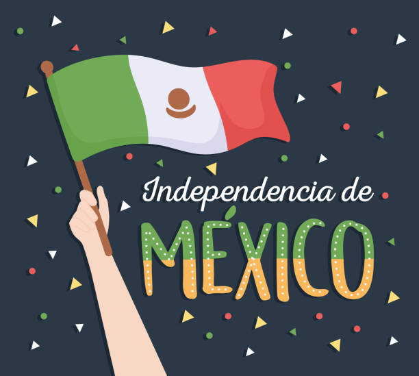 independence day of mexico independence day of mexico, hand with flag mexican independence day stock illustrations