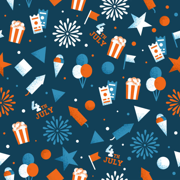 Independence day seamless pattern. 4th of July background. Vector illustration Vector illustration national popcorn day stock illustrations