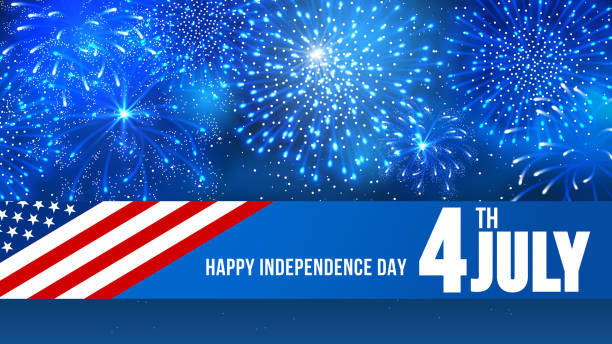 Independence day 4 July Independence day of United States of America  - festive vector cards with fireworks. fourth of july fireworks stock illustrations